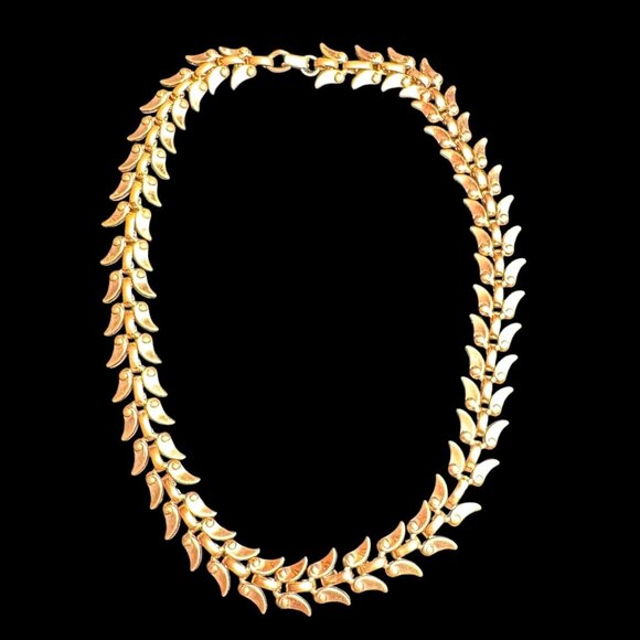 Vintage "Renoir" Copper Linked Collar Choker Bib 18 inches - Picture 5 of 10